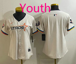 Youth Nike Houston Astros Blank Cream 4(IV) Joint Authentic Stitched MLB Jersey