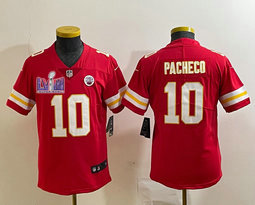 Youth Nike Kansas City Chiefs #10 Isiah Pacheco Red Vapor Untouchable With 2024 Super Bowl (LVIII ) patch Jersey