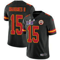 Youth Nike Kansas City Chiefs #15 Patrick Mahomes II Limited Black With 2024 Super Bowl (LVIII ) patch Jersey
