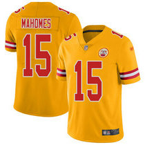 Youth Nike Kansas City Chiefs #15 Patrick Mahomes Yellow Inverted Legend Vapor Untouchable Authentic Stitched NFL jersey