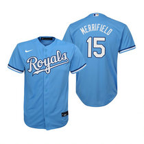 Youth Nike Kansas City Royals #15 Whit Merrifield Light Blue Game Authentic Stitched MLB Jersey