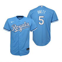 Youth Nike Kansas City Royals #5 George Brett Light Blue Game Authentic Stitched MLB Jersey