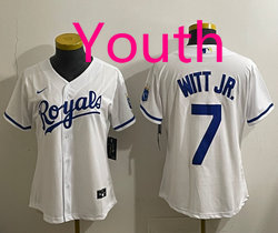 Youth Nike Kansas City Royals #7 Bobby Witt Jr.  White Authentic Stitched MLB Jersey