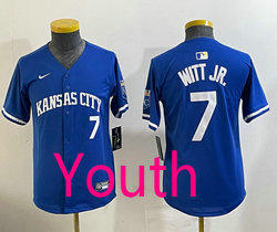 Youth Nike Kansas City Royals #7 Bobby Witt Jr. Blue Authentic stitched MLB jersey