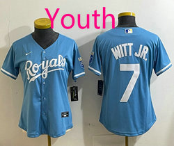 Youth Nike Kansas City Royals #7 Bobby Witt Jr. Light Blue Authentic stitched MLB jersey