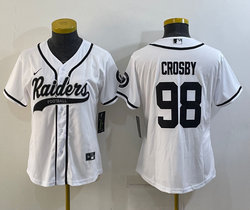Youth Nike Las Vegas Raiders #98 Maxx Crosby White Joint Authentic Stitched baseball jersey