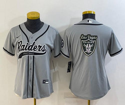 Youth Nike Las Vegas Raiders Gray Joint Big Logo Authentic Stitched baseball jersey