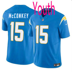 Youth Nike Los Angeles Chargers #15 Ladd McConkey Light Blue 2024 Draft F.U.S.E Football Jersey