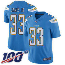 Youth Nike Los Angeles Chargers #33 Derwin James With NFL 100th Season Patch Electric Blue Vapor Untouchable Authentic stitched NFL jersey