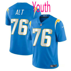 Youth Nike Los Angeles Chargers #76 Joe Alt Light Blue 2024 Draft Vapor Untouchable Football Jersey