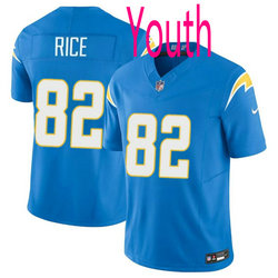 Youth Nike Los Angeles Chargers #82 Brenden Rice Light Blue 2024 Draft F.U.S.E Football Jersey
