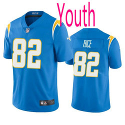 Youth Nike Los Angeles Chargers #82 Brenden Rice Light Blue 2024 Draft Vapor Untouchable Football Jersey
