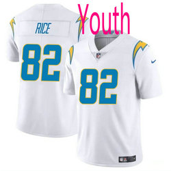 Youth Nike Los Angeles Chargers #82 Brenden Rice White 2024 Draft Vapor Untouchable Football Jersey
