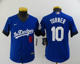 Youth Nike Los Angeles Dodgers #10 Justin Turner Blue 2021 City Numbers Game Authentic Stitched MLB Jersey