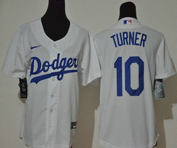Youth Nike Los Angeles Dodgers #10 Justin Turner White Game Authentic Stitched MLB Jersey