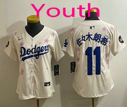 Youth Nike Los Angeles Dodgers #11 佐々木朗希 Cream 2025 Tokyo Series Stitched MLB Jersey