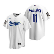 Youth Nike Los Angeles Dodgers #11 A.J. Pollock White 2020 World Series Game Authentic Stitched MLB Jersey