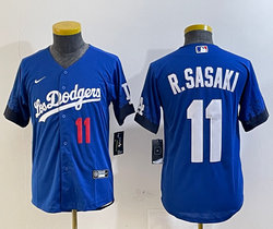 Youth Nike Los Angeles Dodgers #11 Roki Sasaki Blue City Baseball Jersey