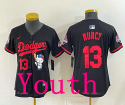 Youth Nike Los Angeles Dodgers #13 Max Muncy Black Hello Kitty Night Jersey