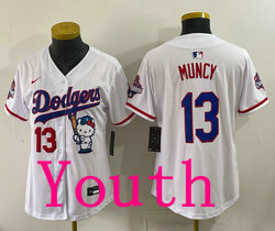 Youth Nike Los Angeles Dodgers #13 Max Muncy White Hello Kitty Jersey