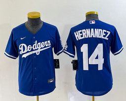 Youth Nike Los Angeles Dodgers #14 Enrique Hernandez Blue Authentic Stitched MLB Jersey