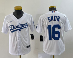 Youth Nike Los Angeles Dodgers #16 Will Smith White Authentic Stitched MLB Jersey