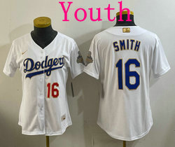 Youth Nike Los Angeles Dodgers #16 Will Smith White Golden Champion Stitched MLB Jersey