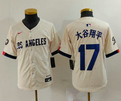 Youth Nike Los Angeles Dodgers #17 大谷翔平 Cream 2024 City Authentic Stitched MLB Jersey
