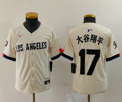 Youth Nike Los Angeles Dodgers #17 大谷翔平 Cream Black number 2024 City Jersey