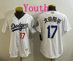 Youth Nike Los Angeles Dodgers #17 大谷翔平 White 2026 Gold Stadium Baseball Jersey