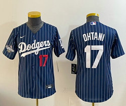 Youth Nike Los Angeles Dodgers #17 Shohei Ohtani Blue White stripe Jersey