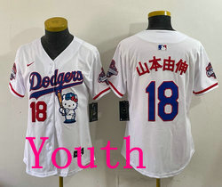 Youth Nike Los Angeles Dodgers #18 山本由伸 White Hello Kitty Night Jersey
