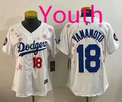 Youth Nike Los Angeles Dodgers #18 Yoshinobu Yamamoto White 2025 Tokyo Series Jersey