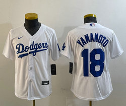 Youth Nike Los Angeles Dodgers #18 Yoshinobu Yamamoto White Stitched Baseball Jersey