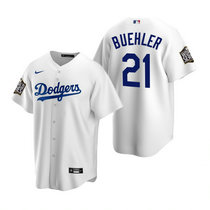 Youth Nike Los Angeles Dodgers #21 Walker Buehler White 2020 World Series Game Authentic Stitched MLB Jersey