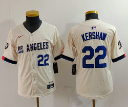 Youth Nike Los Angeles Dodgers #22 Clayton Kershaw 2024 City 22 front Authentic Stitched MLB Jersey