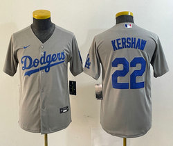 Youth Nike Los Angeles Dodgers #22 Clayton Kershaw Gray Stitched MLB Jersey