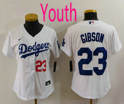 Youth Nike Los Angeles Dodgers #23 Kirk Gibson White Game 23 front Authentic Stitched MLB Jersey