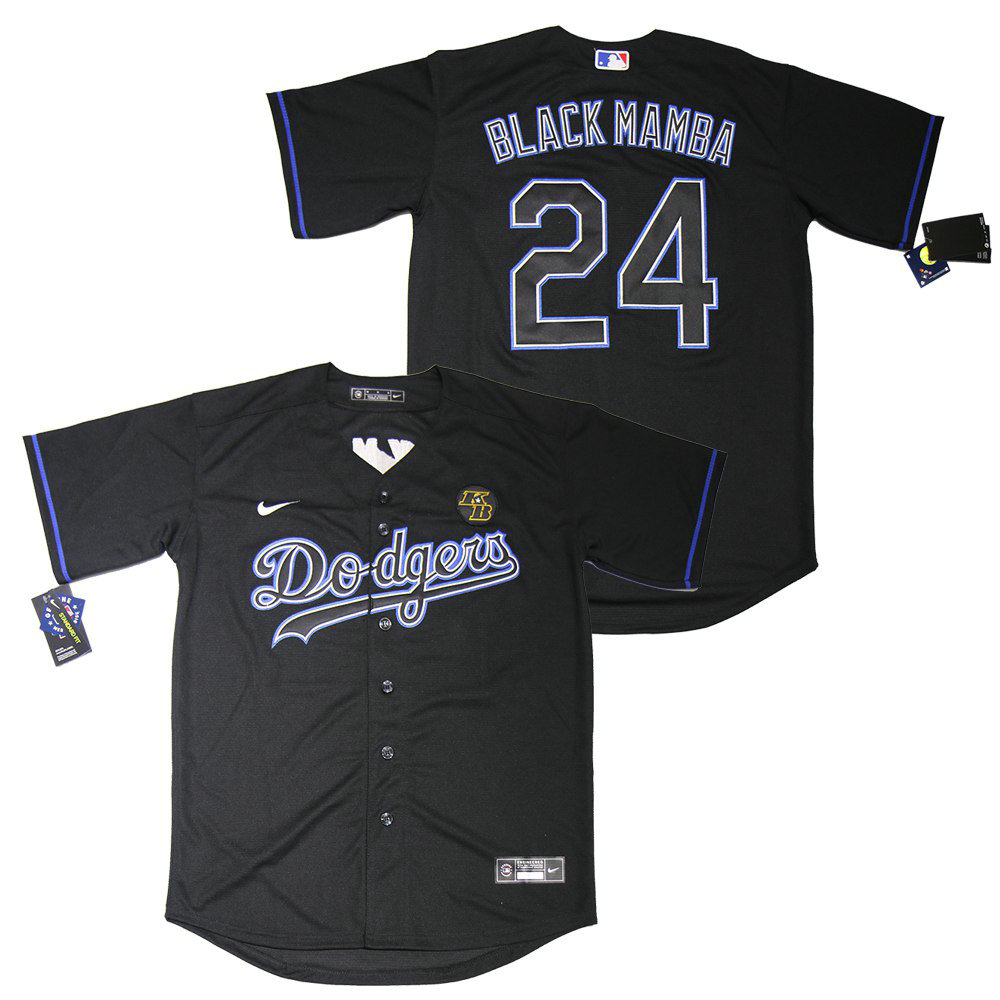 Youth Nike Los Angeles Dodgers #24 Black Mamba Black Game Authentic Stitched MLB Jersey