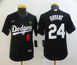Youth Nike Los Angeles Dodgers #24 Kobe bryant #8 Black Inverted Legend Authentic Stitched MLB jersey