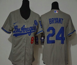 Youth Nike Los Angeles Dodgers #24 Kobe bryant #8 Gray Game Authentic Stitched MLB Jersey