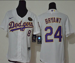 Youth Nike Los Angeles Dodgers #24 Kobe bryant #8 White Purple number Game Authentic Stitched MLB Jersey