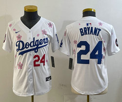 Youth Nike Los Angeles Dodgers #24 Kobe bryant White 2025 Tokyo Series Jersey