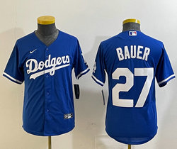Youth Nike Los Angeles Dodgers #27 Trevor Bauer Blue Authentic Stitched MLB Jersey