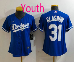 Youth Nike Los Angeles Dodgers #31 Tyler Glasnow Blue Game Authentic Stitched MLB Jersey