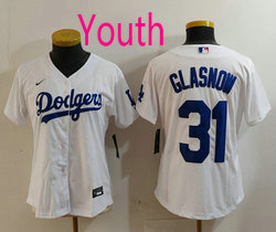 Youth Nike Los Angeles Dodgers #31 Tyler Glasnow White Game Authentic Stitched MLB Jersey