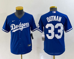 Youth Nike Los Angeles Dodgers #33 James Outman Blue Authentic Stitched MLB Jersey