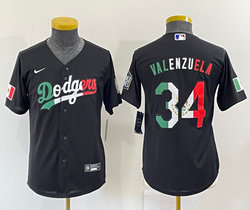 Youth Nike Los Angeles Dodgers #34 Fernando Valenzuela Black Mexico Authentic Stitched MLB jersey
