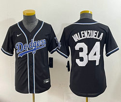 Youth Nike Los Angeles Dodgers #34 Fernando Valenzuela Black Stitched MLB jersey