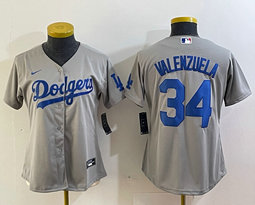 Youth Nike Los Angeles Dodgers #34 Fernando Valenzuela Gray Authentic Stitched MLB Jersey